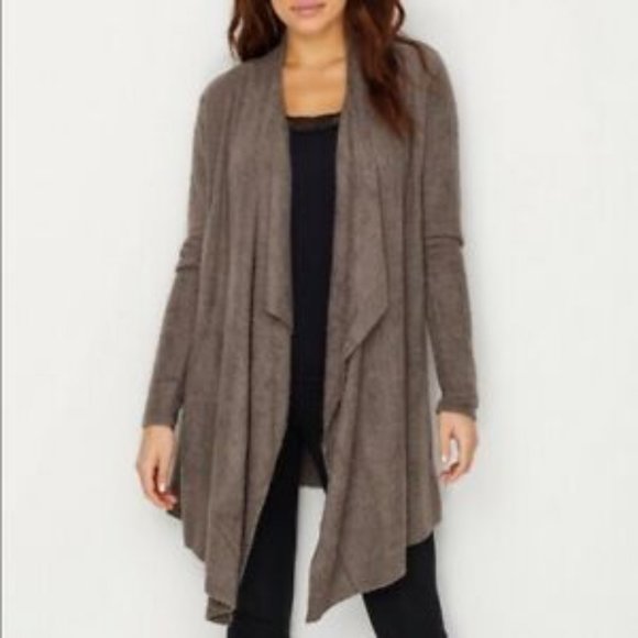 Barefoot Dreams CozyChic Lite Island Wrap Open Waterfall Cardigan in Cocoa XS - Picture 1 of 8